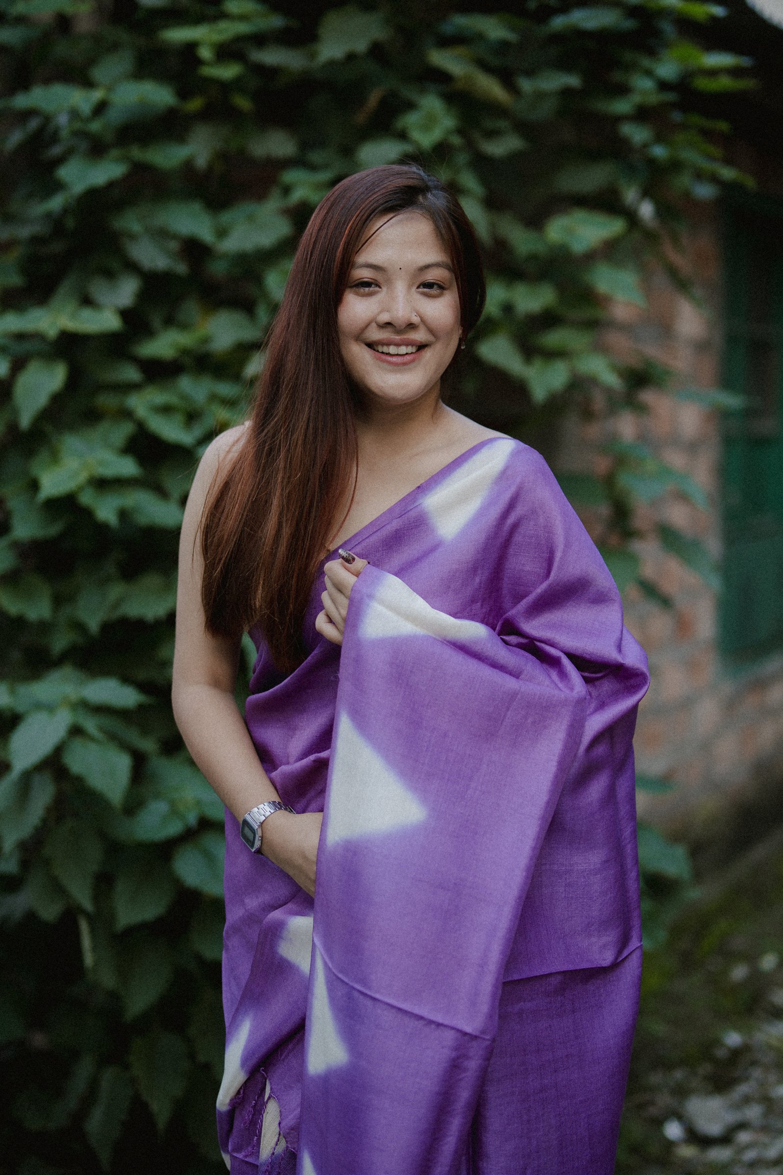 Pure Tassar Silk Mekhela sador Dyed with Stitched method - Image 3