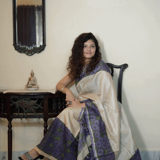 Desi Toss Makhela Sador set with blouse piece (Hand block print)